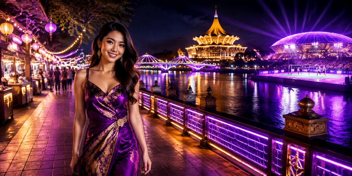 Pemain slot online di Kuching menggunakan telefon pintar dengan antara muka Melayu